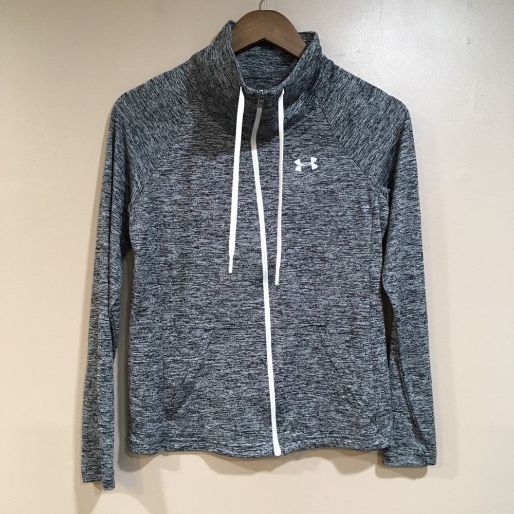 Under Armour HeatGear Full Zip Lightweight Jacket Womens S Gray Workout Gym Run